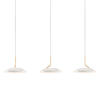 Royyo LED Pendant in Matte White With Gold (240|RYPL3SWMWG)