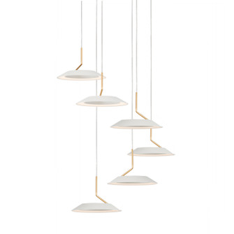 Royyo LED Pendant in Matte White With Gold (240|RYPC6SWMWG)