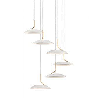 Royyo LED Pendant in Matte white with gold (240|RYPC6SWMWG)