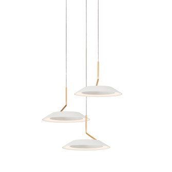 Royyo LED Pendant in Matte white with gold (240|RYPC3SWMWG)