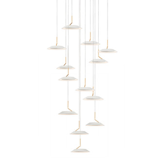 Royyo LED Pendant in Matte White With Gold (240|RYPC13SWMWG)