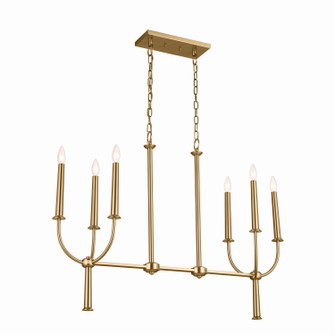 Florence Six Light Linear Chandelier in Brushed Natural Brass (12|52495BNB)