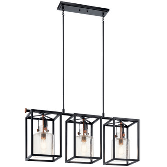 Kitner Three Light Linear Chandelier in Black (12|52033BK)