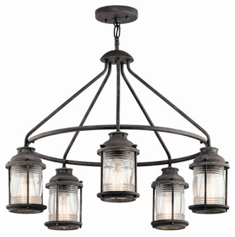 Ashland Bay Five Light Outdoor Chandelier in Weathered Zinc (12|49667WZC)