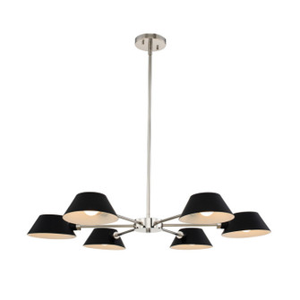 Bruno Six Light Chandelier in Matte Black w/ Polished Nickel (33|514172BPN)