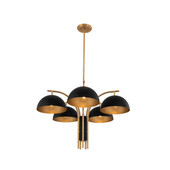 Marcel Five Light Chandelier in Matte Black w/ New Brass (33|513772BNB)