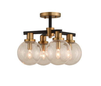 Cameo Four Light Semi Flush Mount in Matte Black Finish with Brushed Pearlized Brass (33|315440BBB)