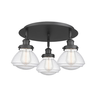 Downtown Urban Three Light Flush Mount in Matte Black (405|9163CBKG324)