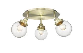 Downtown Urban Three Light Flush Mount in Antique Brass (405|9163CABG2026)