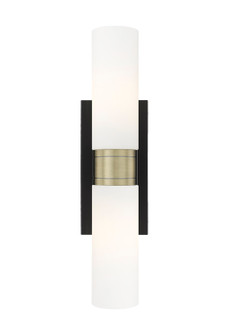 Downtown Urban Two Light Bath Vanity in Black Antique Brass (405|6172WBABG6178WH)