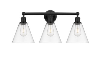 Edison Three Light Bath Vanity in Matte Black (405|6163WBKGBC82)