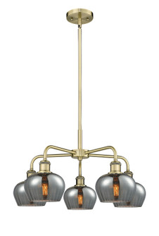 Downtown Urban Five Light Chandelier in Antique Brass (405|5165CRABG93)