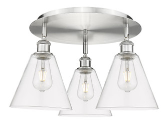 Ballston Three Light Flush Mount in Satin Nickel (405|5163CSNGBC82)
