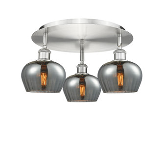 Downtown Urban Three Light Flush Mount in Satin Nickel (405|5163CSNG93)