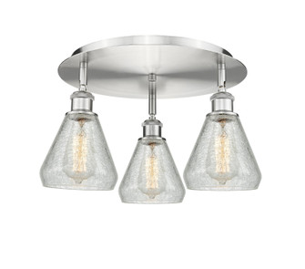 Downtown Urban Three Light Flush Mount in Satin Nickel (405|5163CSNG275)