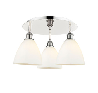 Ballston Three Light Flush Mount in Polished Nickel (405|5163CPNGBD751)