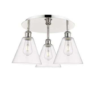 Ballston Three Light Semi-Flush Mount in Polished Nickel (405|5163CPNGBC82)