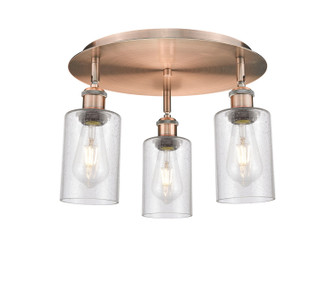 Downtown Urban Three Light Flush Mount in Antique Copper (405|5163CACG804)