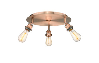 Downtown Urban Three Light Flush Mount in Antique Copper (405|5163CAC)