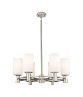 Downtown Urban Six Light Chandelier in Satin Nickel (405|4346CRSNG4347WH)