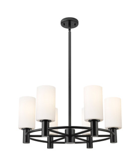 Downtown Urban Six Light Chandelier in Matte Black (405|4346CRBKG4347WH)
