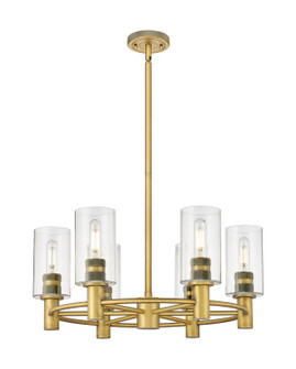 Downtown Urban Six Light Chandelier in Brushed Brass (405|4346CRBBG4347CL)