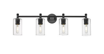 Downtown Urban Four Light Bath Vanity in Matte Black (405|4344WBKG4347CL)