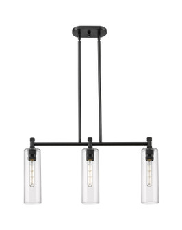 Downtown Urban Three Light Island Pendant in Matte Black (405|4343IBKG43412CL)
