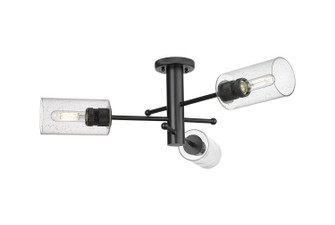 Downtown Urban Three Light Semi-Flush Mount in Matte Black (405|4343FBKG4347SDY)