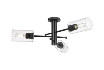 Downtown Urban Three Light Semi-Flush Mount in Matte Black (405|4343FBKG4347CL)