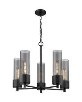 Downtown Urban Five Light Chandelier in Matte Black (405|4285CRBKG42812SM)