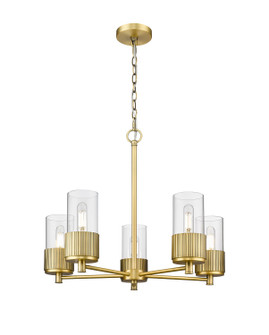 Downtown Urban Five Light Chandelier in Brushed Brass (405|4285CRBBG4287CL)