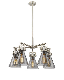 Downtown Urban Five Light Chandelier in Satin Nickel (405|4115CRSNG4117SM)