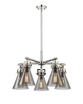 Downtown Urban Five Light Chandelier in Polished Nickel (405|4115CRPNG4117SM)