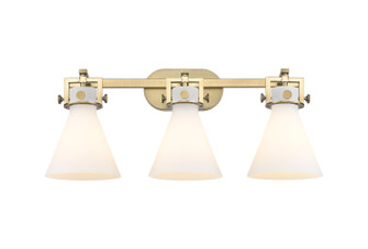 Downtown Urban Three Light Bath Vanity in Brushed Brass (405|4113WBBG4117WH)