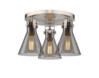 Downtown Urban Three Light Flush Mount in Satin Nickel (405|4113FSNG4117SM)