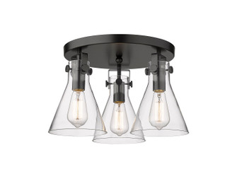 Downtown Urban Three Light Flush Mount in Matte Black (405|4113FBKG4117CL)