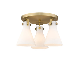 Downtown Urban Three Light Semi-Flush Mount in Brushed Brass (405|4113FBBG4117WH)