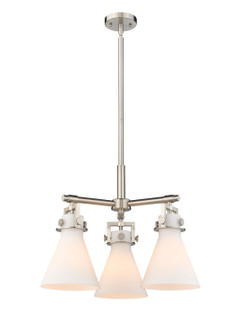 Downtown Urban Three Light Pendant in Satin Nickel (405|4113CRSNG4117WH)