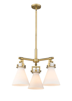 Downtown Urban Three Light Pendant in Brushed Brass (405|4113CRBBG4117WH)