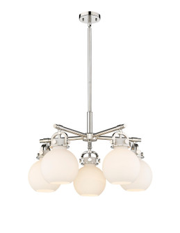 Downtown Urban Five Light Chandelier in Polished Nickel (405|4105CRPNG4107WH)