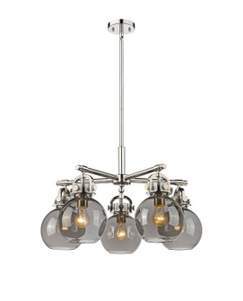 Downtown Urban Five Light Chandelier in Polished Nickel (405|4105CRPNG4107SM)