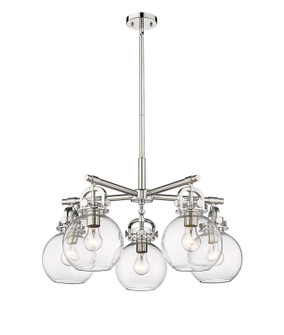 Downtown Urban Five Light Chandelier in Polished Nickel (405|4105CRPNG4107CL)