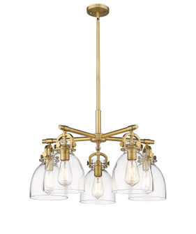 Downtown Urban Five Light Chandelier in Brushed Brass (405|4105CRBBG4127CL)