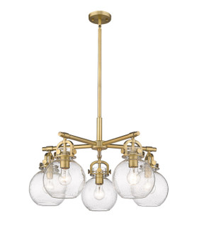 Downtown Urban Five Light Chandelier in Brushed Brass (405|4105CRBBG4107SDY)