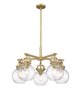 Downtown Urban Five Light Chandelier in Brushed Brass (405|4105CRBBG4107CL)