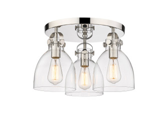 Downtown Urban Three Light Flush Mount in Polished Nickel (405|4103FPNG4127CL)