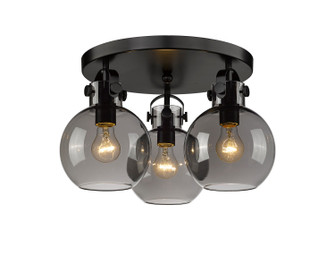 Downtown Urban Three Light Flush Mount in Matte Black (405|4103FBKG4107SM)