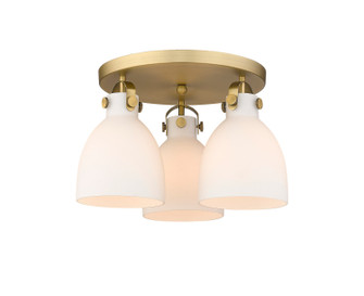 Downtown Urban Three Light Semi-Flush Mount in Brushed Brass (405|4103FBBG4127WH)