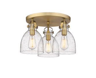 Downtown Urban Three Light Semi-Flush Mount in Brushed Brass (405|4103FBBG4127SDY)